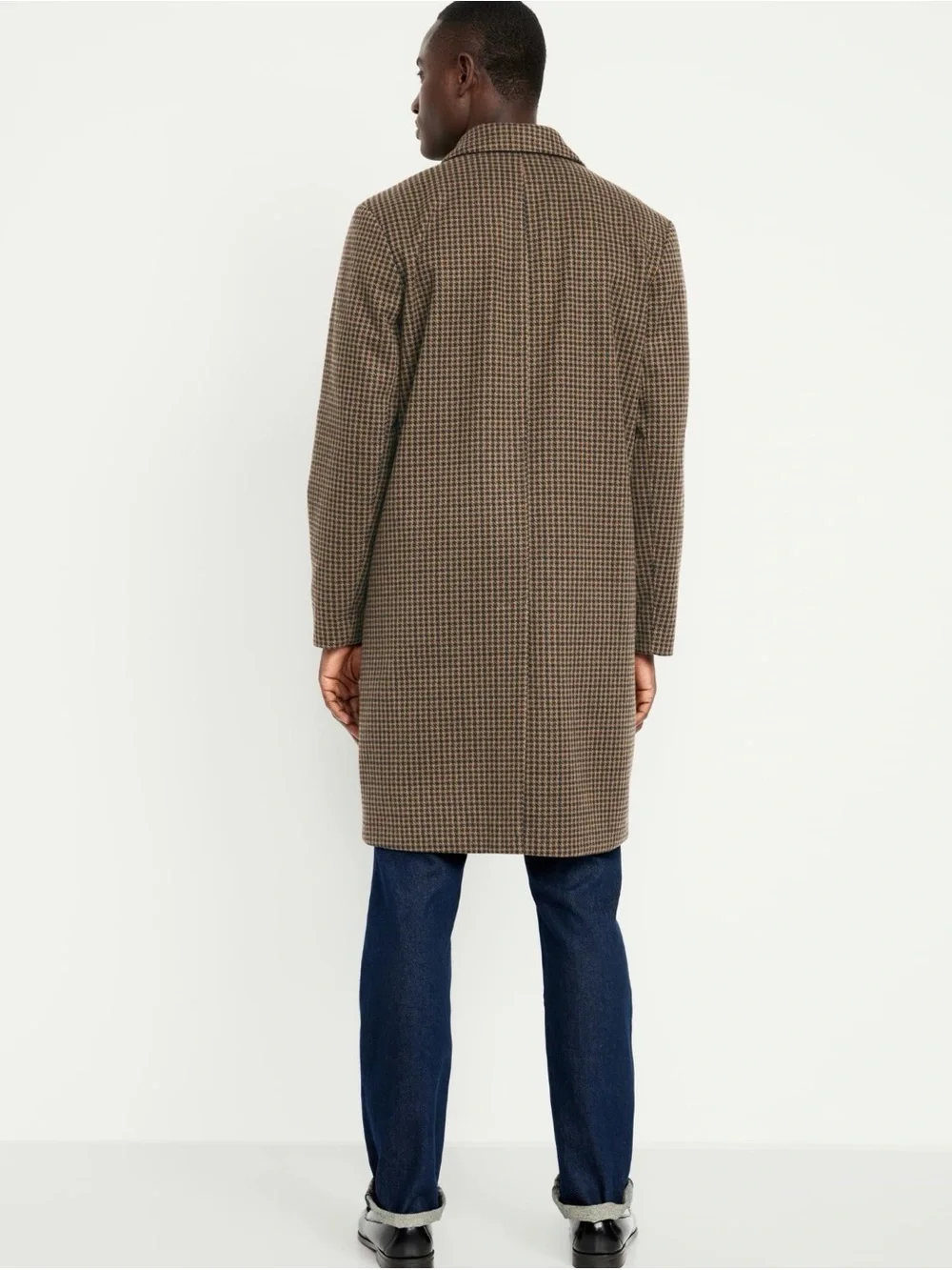 Old Navy Relaxed Houndstooth Topcoat Brown Chocolate Pot de Crème Small